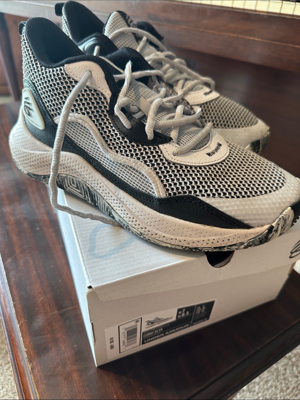 Curry UA Sneakers in White and Black